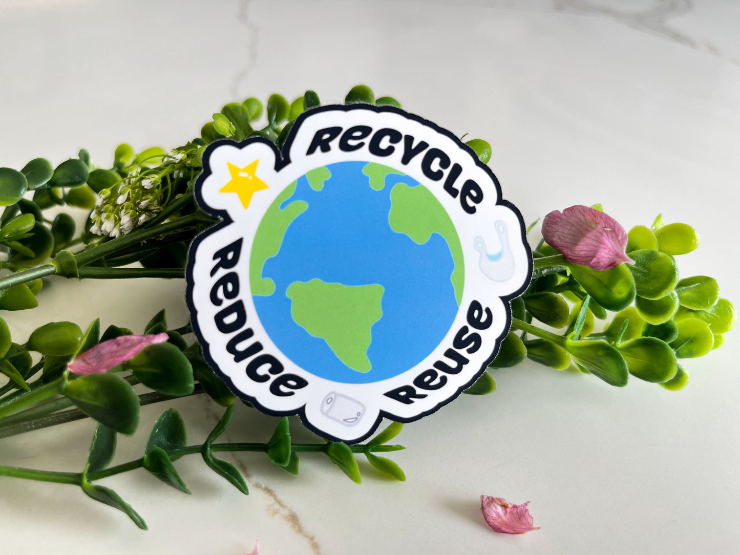 Reduce, Reuse, Recycle Cute Simple Environmental Earth Sticker | perfect gift | aesthetic stickers | simple cute stickers | free shipping | earthy