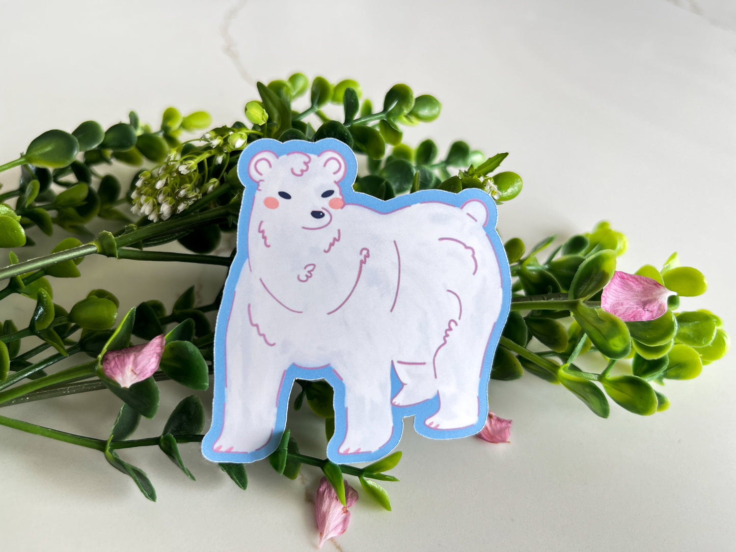 Cute Fluffy Polar Bear Sticker | perfect gift | aesthetic stickers | simple cute stickers | free shipping | adorable animal stickers |