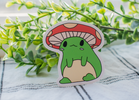 Cute Mushroom Frog Sticker | cute notebook stickers | laptop decal | waterbottle decal | perfect gift | free shipping | cute notebook decal