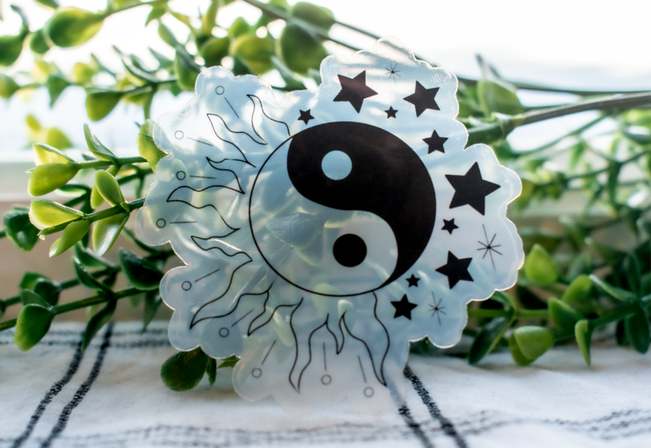 Celestial Yin & Yang Transparent Sticker Black & White | perfect gift | aesthetic stickers | transparent stickers | free shipping